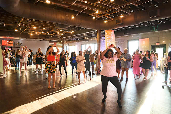 Camp Kim attendees learning Tik Tok dances